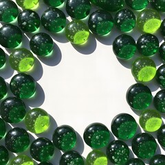 Green marbles forming a circle