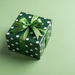Polka dot gift box with green bow