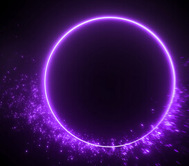  circle by sparkling particles on a dark background