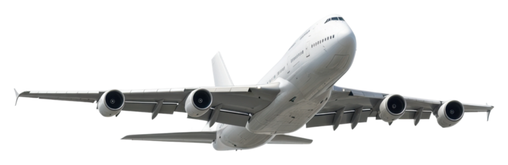 Airplane taking off at airport aviation clear sky isolated on transparent background