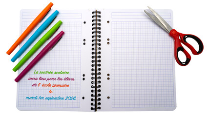 fournitures scolaires 2026, PNG format 16:9