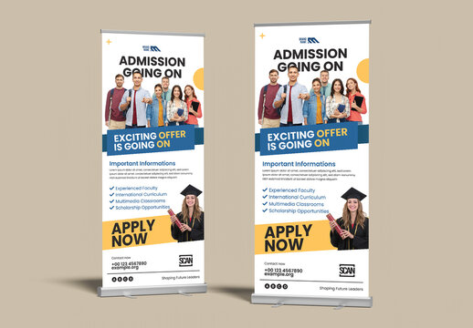 Education Admission Roll Up Banner Design Template