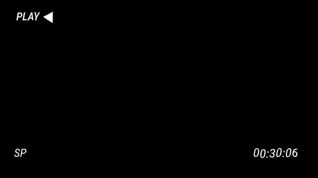 Retro VHS tape playback with a timestamp overlay, play symbol, and white color accents, capturing a classic analog video recording aesthetic in the highest 4K resolution