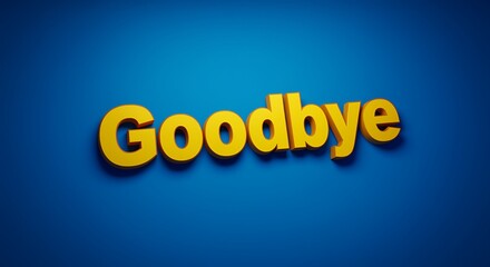 Golden Goodbye Text on Blue Background Design Element