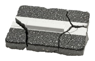 Cracked concrete block urban environment object details isolated on transparent background