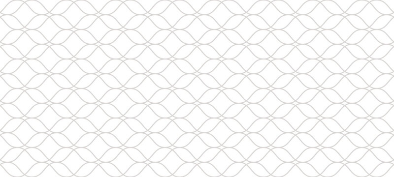 Subtle golden vector seamless pattern in oriental style. Delicate mesh, grid, lattice, net, thin curved lines. Abstract grey and white minimal geometric ornament. Simple repeated background texture