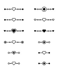 Obraz premium Minimalist Heart and Circle Divider Icon Set – 12 Decorative Line Vector Page Breaks