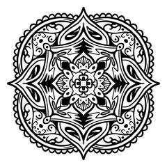 Fototapeta premium Indian mandala square simple stroke
