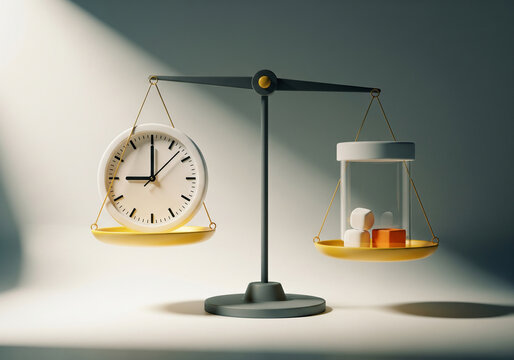Balancing Time and Productivity: Clock and Cubes on a Scale