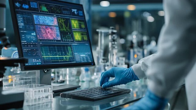 研究者が実験装置を操作する様子