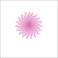 Intricate pink geometric radial pattern resembling a flower or starburst on white
