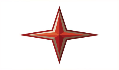 Obraz premium Red Four-Pointed Star Symbol Isolated on White Background, Geometric Shape