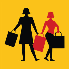 silhouettes of women with shopping bags