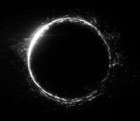 ring, White circle, light line effect, lens flare light isolated on black background for visual effects