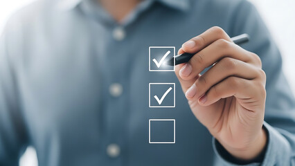 Man marking checkboxes with a pen