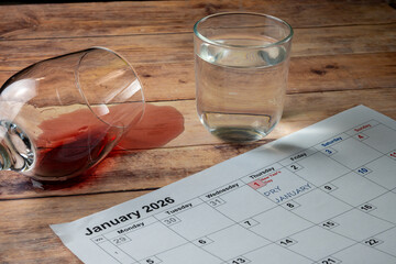 Dry January alcohol free lifestyle concept