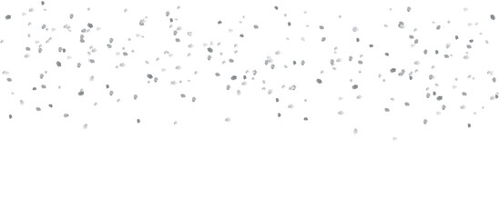 Falling silver confetti glitter overlay isolated on transparent background, festive abstract texture