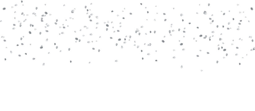 Falling silver confetti glitter overlay isolated on transparent background, festive abstract texture