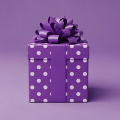Purple polka dot gift box with bow