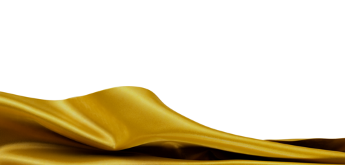 Luxurious golden silk material flowing gracefully against a clean white backdrop. Perfect for elegant designs and textur