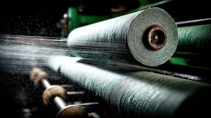 Focused view of thin wire being carefully pulled and drawn in a factory setting highlighting delicate control for fine gauge production.