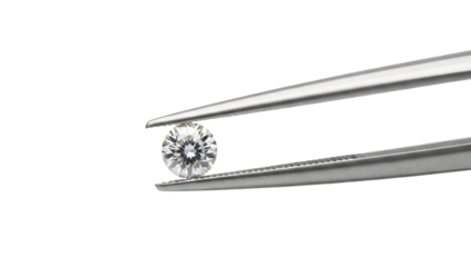 Inspecting a diamond gem jewelry store product isolated on transparent background