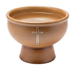 Ceremonial bowl filled with water religious still life isolated on transparent background