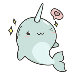 Kawaii narwhal flat © Vexels