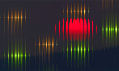 Dark Colorful Ribbed Glass Wave Background with Striped Flowing Lines