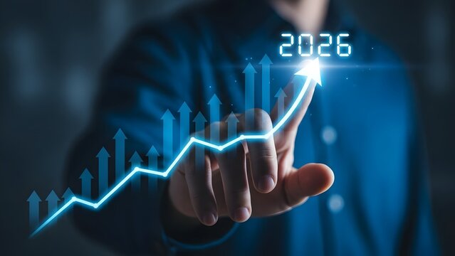 Future growth and investment trends visualized with digital technology - Powered by Adobe