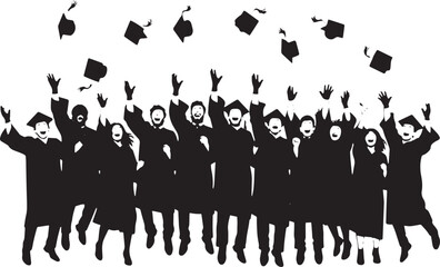 graduation silhouette illustration on white background 