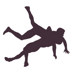 Professional wrestlers hold silhouette