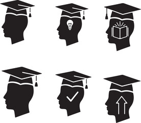 graduation silhouette illustration on white background 
