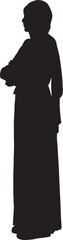 vector,side view of a silhouette of a woman standing with her head covered ,arms crossed
