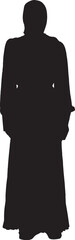 vector,front view of a silhouette of a woman standing with her head covered
