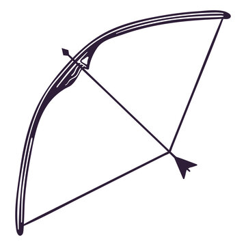 Archery equipment bow and arrow pointing up