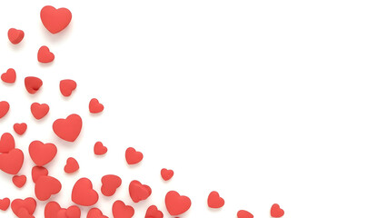 Red hearts on white background for valentine s day or love theme