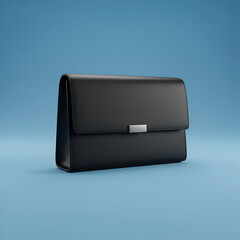 Black Business Briefcase on Blue Background