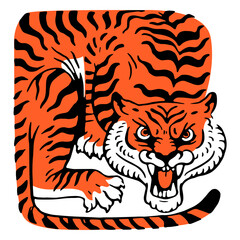 Obraz premium Tiger in shape color stroke element