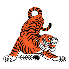 Tiger in attack position color stroke © Vexels