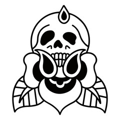 Fototapeta premium Rose flower skull tattoo