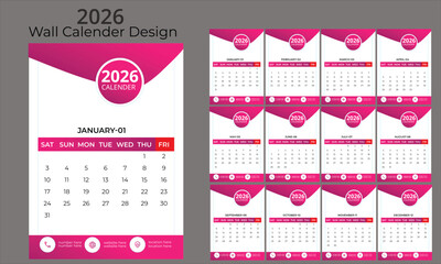 Creative modern and clean wall calender design template.