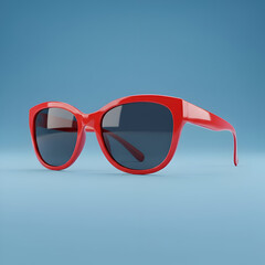 Red Fashion Sunglasses on Blue
