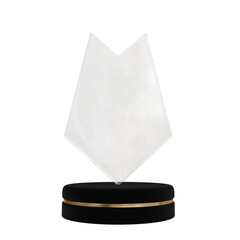 Minimalist White Acrylic Trophy on Black Base: Modern Glass Award Plaque for Corporate Recognition, Achievement Honor, and Victory Prize for Employee Excellence Isolated on White