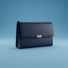Professional Business Briefcase with Silver Clasp on Blue Background