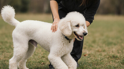  Petting a Poodle in the field