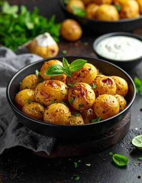 Knusprige Mini-Kartoffeln mit Kr&auml;uterquark