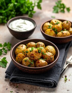 Knusprige Mini-Kartoffeln mit Kr&auml;uterquark