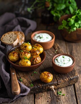 Knusprige Mini-Kartoffeln mit Kr&auml;uterquark