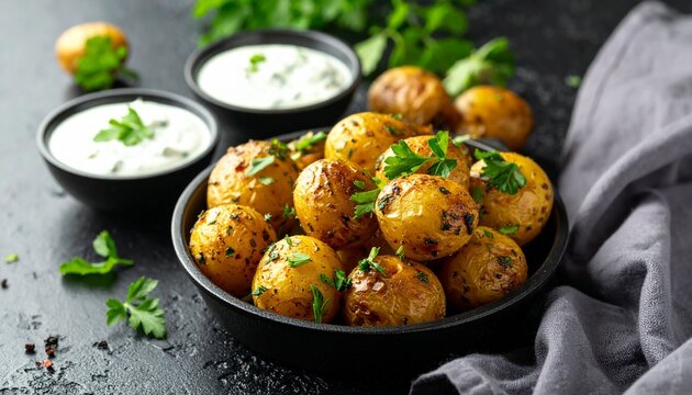Knusprige Mini-Kartoffeln mit Kr&auml;uterquark